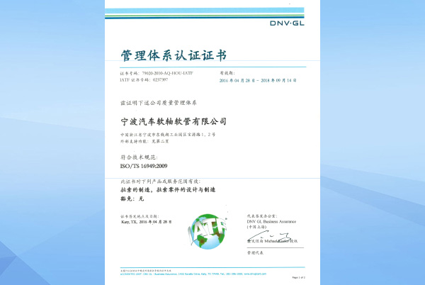 TS16949 Quality Management System Certification